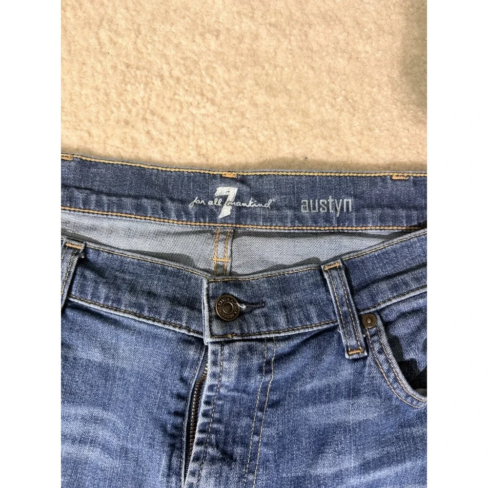 7 For All Mankind Austyn Jeans Mens 38x32 Straight Leg Medium Wash Stretch Denim